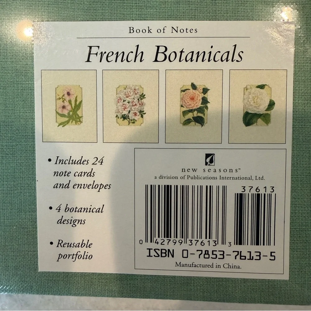 French Botanicals Book of Note Card Set 24 Cards & Envelopes‎ 4 Designs NEW